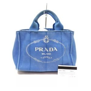 PRADA CANVAS CANAPA TOTE BLUE